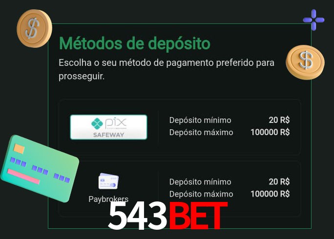 O cassino 543Bet oferece uma grande variedade de métodos de pagamento